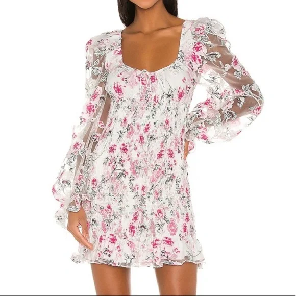 LOVELL BURNOUT SMOCKED MINI DRESS FROM FOR LOVE & LEMONS - Picture 2 of 4